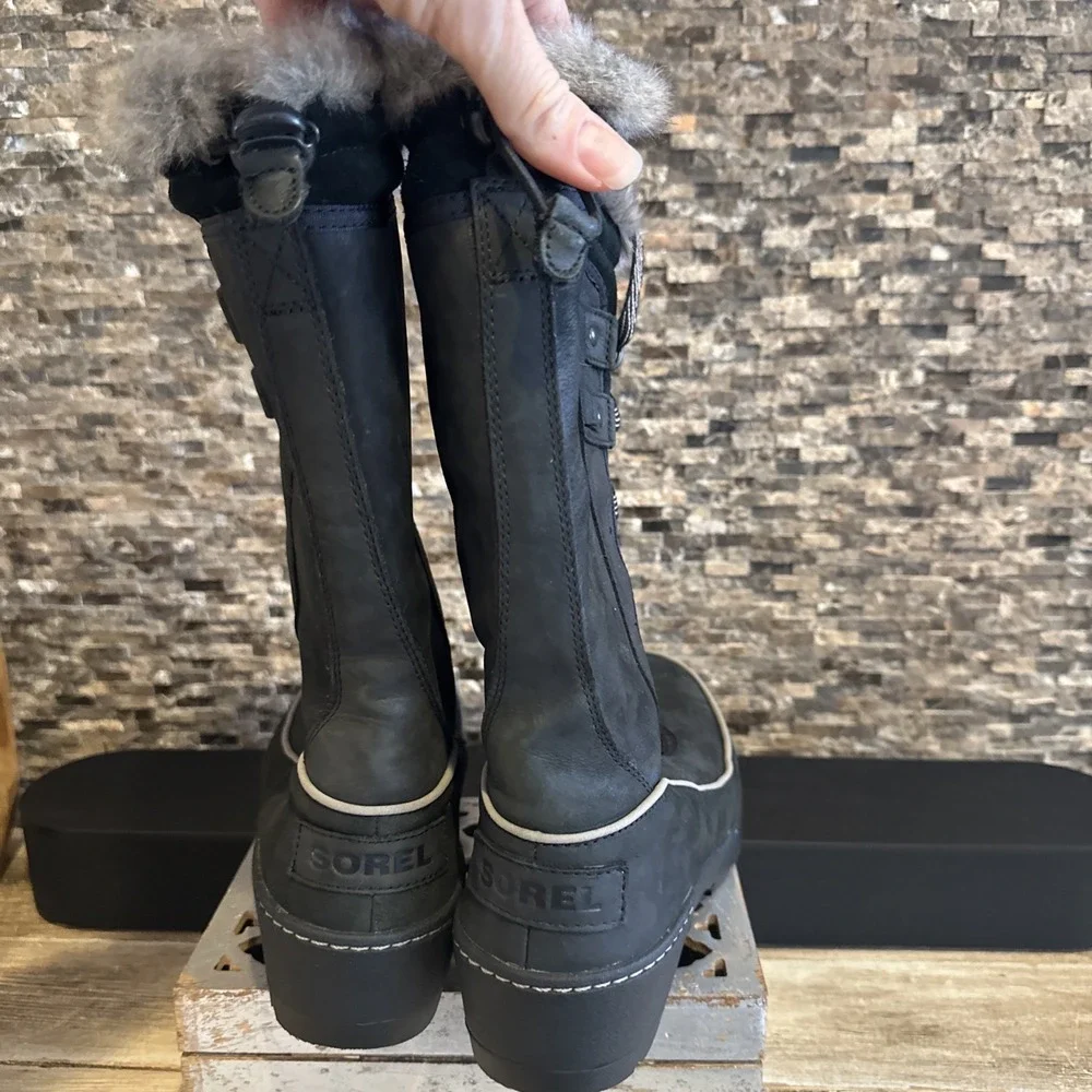 SOREL Women's Tivoli IV Waterproof Black Tall Winter Boot Size 10 Worn‎ 1X